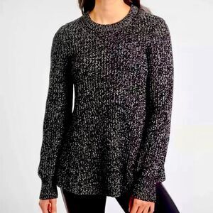 Athleta Sierra Crew Wool Blend Sweater In Black Marl Sz XS